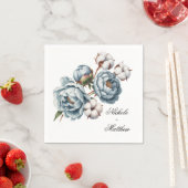 Stofbloem Blauwe en Katoenen Huwelijk Servet (Insitu)