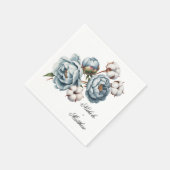 Stofbloem Blauwe en Katoenen Huwelijk Servet (Hoek)