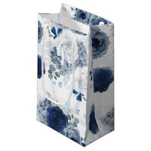 Stofbloem Blauwe en Marine Blauwe Bloemen Elegante Klein Cadeauzakje