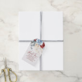 Stofbloem Blauwe en Rode Bloemen Boho Dank Je Cadeaulabel (Met Touw)