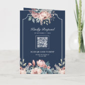 Stofbloem Blauwe en Roze Bloemige Marine QR Code T (Achterkant)