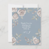 Stofbloem Blauwe en Stof Roze Bloemige Trouw Dankj Bedankkaart (Voorkant)