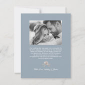 Stofbloem Blauwe en Stof Roze Bloemige Trouw Dankj Bedankkaart (Achterkant)