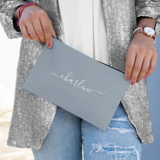 Stofbloem Blauwe en Witte Elegante Naam Etui
