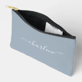 Stofbloem Blauwe en Witte Elegante Naam Etui (Open)