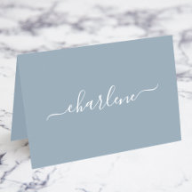 Stofbloem Blauwe en Witte Elegante Naambordjes