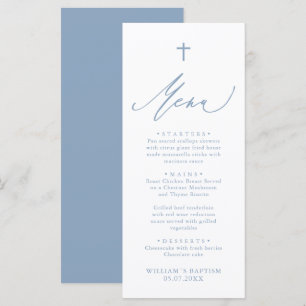 Stofbloem Blauwe en Witte Kruis Jongens Doop Menuk Menu