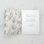 Stofbloem Blauwe en Witte Verjaardag Bedankkaart (Binnen)