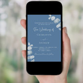 Stofbloem blauwe eucalyptus luxe trouwkaart kaart