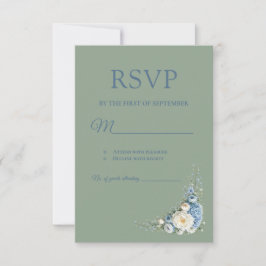 Stofbloem Blauwe Europese RSVP Kaart