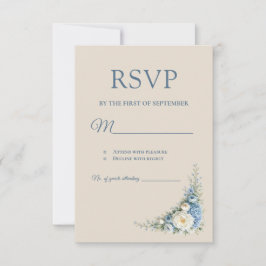 Stofbloem Blauwe Europese RSVP Kaart