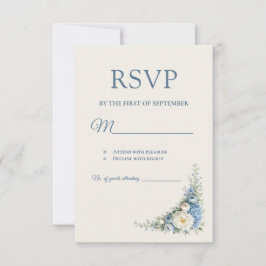 Stofbloem Blauwe Europese RSVP-kaart RSVP Kaartje