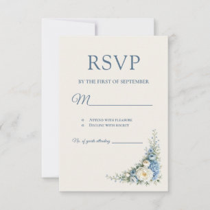 Stofbloem Blauwe Europese RSVP-kaart RSVP Kaartje