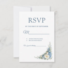 Stofbloem Blauwe Europese RSVP-kaart RSVP Kaartje
