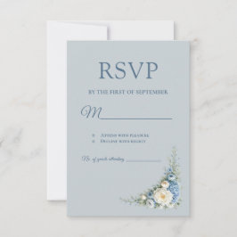 Stofbloem Blauwe Europese RSVP-kaart RSVP Kaartje