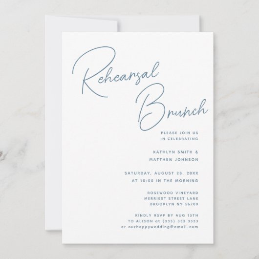 Stofbloem Blauwe Fantasievolle Script Chic Oefen B Kaart (Voorkant)