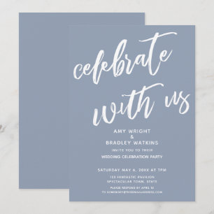 Stofbloem Blauwe Feest met Ons Trouwreceptie Kaart