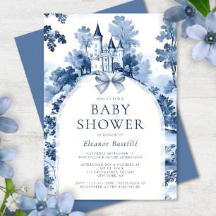 Stofbloem Blauwe Franse Baby Shower Kaart