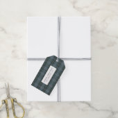 Stofbloem Blauwe Geruite Hand Getekend Patroon Cadeaulabel (Met Touw)
