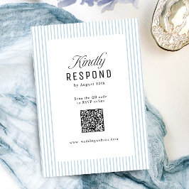 Stofbloem Blauwe Gestreepte Elegantie Klasse QR Co RSVP Kaartje