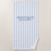 Stofbloem Blauwe Gestreepte Persoonlijke Naam Brui Strandlaken (Voorkant)