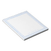 Stofbloem Blauwe Gingham Aangepaste Naam Notitieblok (Schuin)