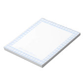 Stofbloem Blauwe Gingham Aangepaste Naam Notitieblok (Linkerzijde)
