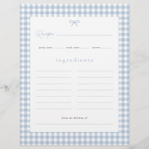 Stofbloem Blauwe Gingham Baby Shower Receptkaart Flyer