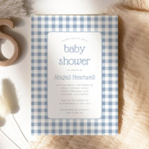 Stofbloem Blauwe Gingham Geruite Baby Shower