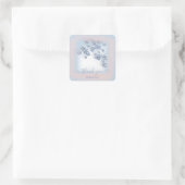 Stofbloem Blauwe Glitter Bloem Roos Bruids Zoete 1 Vierkante Sticker (Tas)