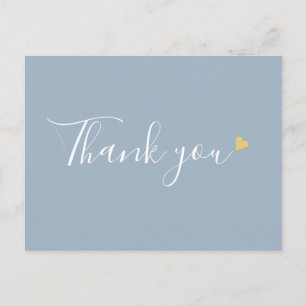 Stofbloem Blauwe Gouden Hart Script Zakelijke Dank Briefkaart
