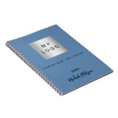 Stofbloem blauwe gouden naam script zakelijk logo notitieboek (Rechterzijde)