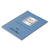 Stofbloem blauwe gouden naam script zakelijk logo notitieboek (Linkerzijde)