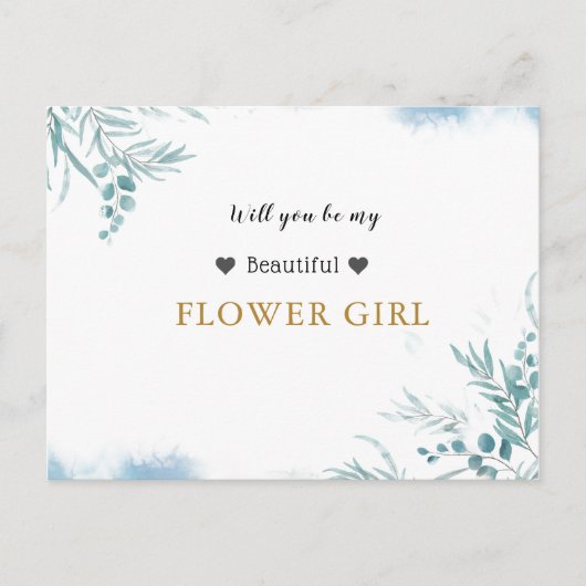 Stofbloem Blauwe Groene Eucalyptus Bladeren Bloeme Uitnodiging Briefkaart (Voorkant)