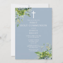 Stofbloem Blauwe Groene Monogram Eerste Heilige Co Save The Date
