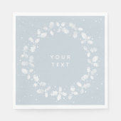 Stofbloem Blauwe Handgedrukte Hulst Krans Kerstmis Servet (Voorkant)