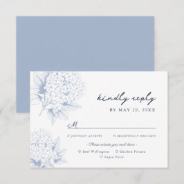 Stofbloem Blauwe Hortensia Maaltijd Opties RSVP Ka Kaartje
