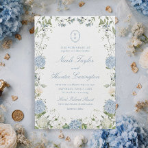 Stofbloem Blauwe Hortensia Monogram Trouw Crest