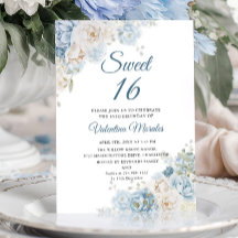 Stofbloem Blauwe Ivoren Roos Bloemen Sweet Sixteen