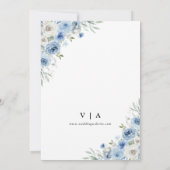 Stofbloem Blauwe Ivoren Save The Date met Fotokaar (Achterkant)