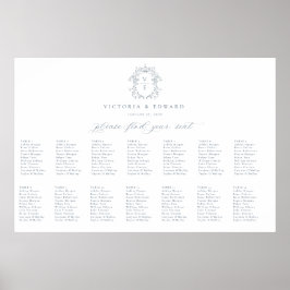 Stofbloem Blauwe Kam Wapen Huwelijks Zitplaatskaar Poster
