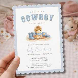 Stofbloem Blauwe Kleine Cowboy Jongens Baby Borrel Kaart