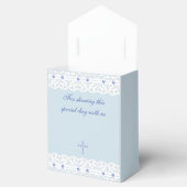 Stofbloem Blauwe Kruis Christelijke Doop Bedankdoosjes (Geopend)