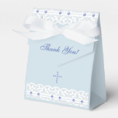 Stofbloem Blauwe Kruis Christelijke Doop Bedankdoosjes (Voorkant Zijde)