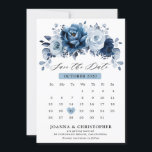 Stofbloem Blauwe Leisteen Marine Botanische Kalend Save The Date<br><div class="desc">Elegante Stofbloem blauw / Marine thema kalender save the date kaart met elegante boeket van Stofbloem blauw,  Marine,  leisteen rozen bloemknoppen en blauwe eucalyptus bladeren. Neem contact met me op voor hulp bij het aanpassen of als je een ander product met dit ontwerp nodig hebt.</div>
