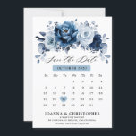 Stofbloem Blauwe Leisteen Marine Botanische Kalend Save The Date<br><div class="desc">Elegante Stofbloem blauw / Marine thema kalender save the date kaart met elegante boeket van Stofbloem blauw,  Marine,  leisteen rozen bloemknoppen en blauwe eucalyptus bladeren. Neem contact met me op voor hulp bij het aanpassen of als je een ander product met dit ontwerp nodig hebt.</div>