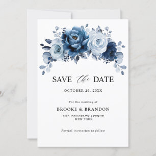 Stofbloem Blauwe Leisteen Marine Botanische Trouw Save The Date
