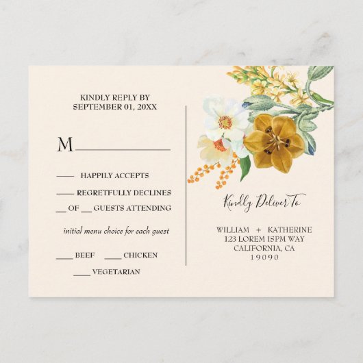 Stofbloem Blauwe Lente Tuin Wilde Bloemen Trouw Rs Uitnodiging Briefkaart (Achterkant)