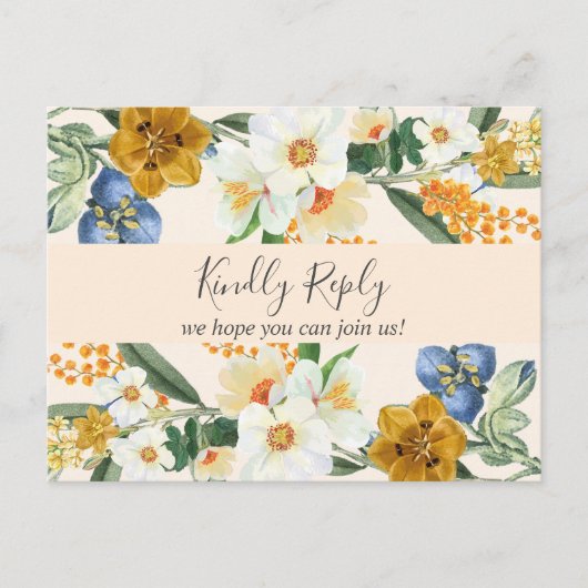 Stofbloem Blauwe Lente Tuin Wilde Bloemen Trouw Rs Uitnodiging Briefkaart (Voorkant)