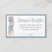 Stofbloem Blauwe Luier Raffle Kaart | Baby Shower  (Voorkant)